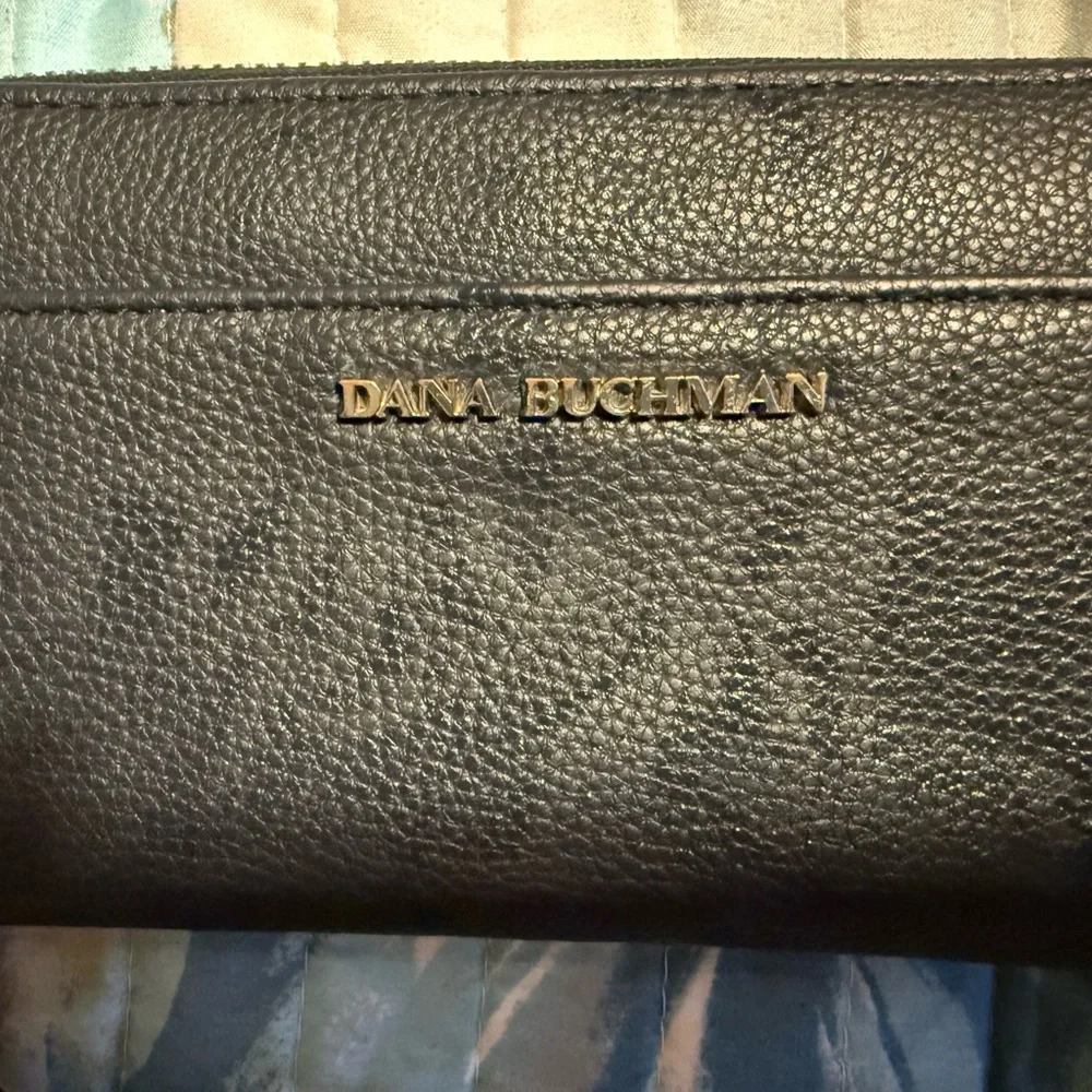 Dana Buchman Black Textured Leather Clutch